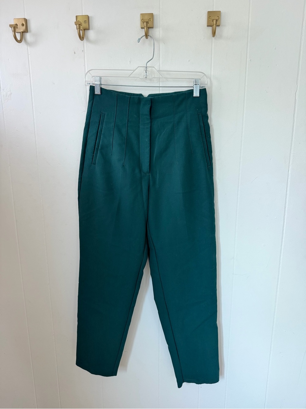Zara Dark Green Cropped Tailored Pants
